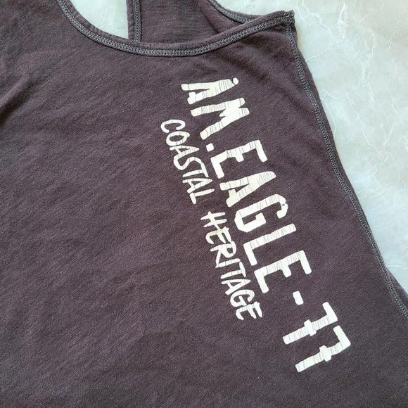 American Eagle Outfitters Y2K Gray Razor Back Tank Top Graphic Tee Womens S - Picture 6 of 8